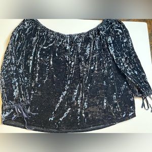 Navy Crushed Velvet Off the shoulder Women’s Top- Size M
